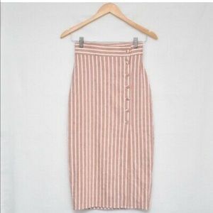 High Waisted Pink Pencil Skirt w/ Slit
